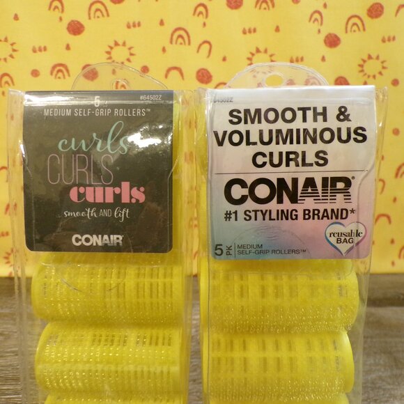 CONAIR Rollers New Smooth & Voluminous Curls 2 Packs of 5 Medium Self-Grip - Picture 3 of 5
